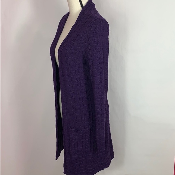 Leo & Nicole purple open front w pockets sweater - Picture 5 of 9